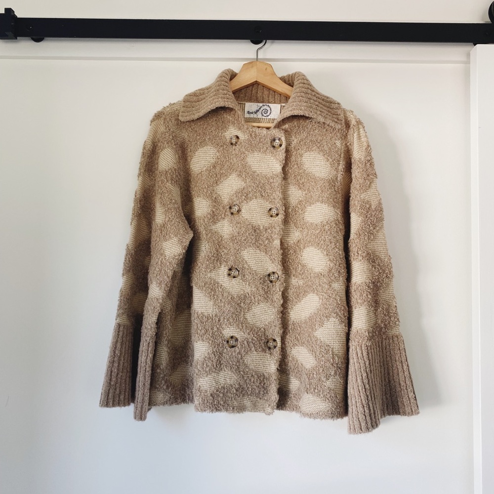 Anthropologie Rosie Neira Intarsia Lattice Double Breasted Cardigan